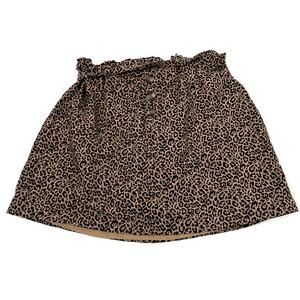 American Eagle | Leopard Print Mini Skirt Paperbag Cotton Linen Womens Medium